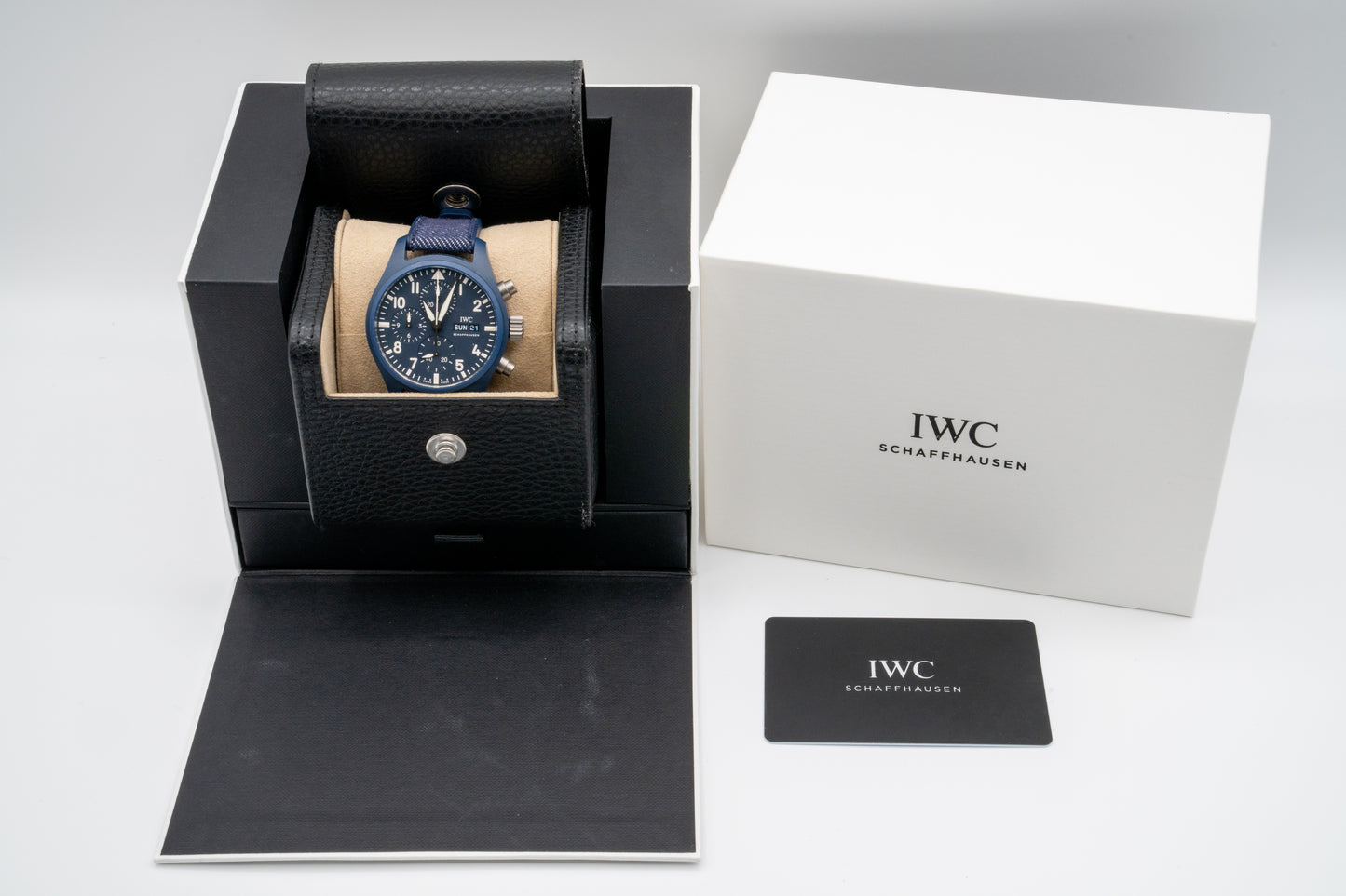 IWC Pilots Watch Chronograph 41 Top Gun Oceana Blue Ceramic Full Set IW389404