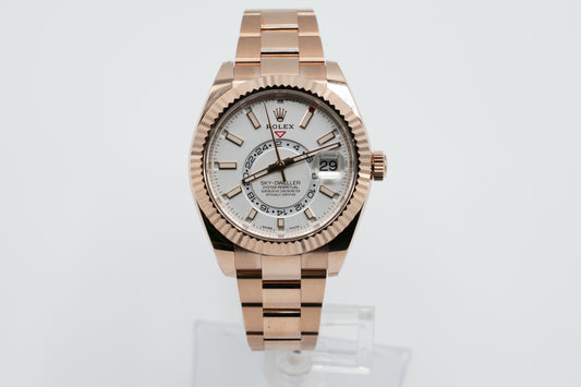 2023 Rolex Sky Dweller 326935 Rose Gold Oyster White Face Full Set Like New